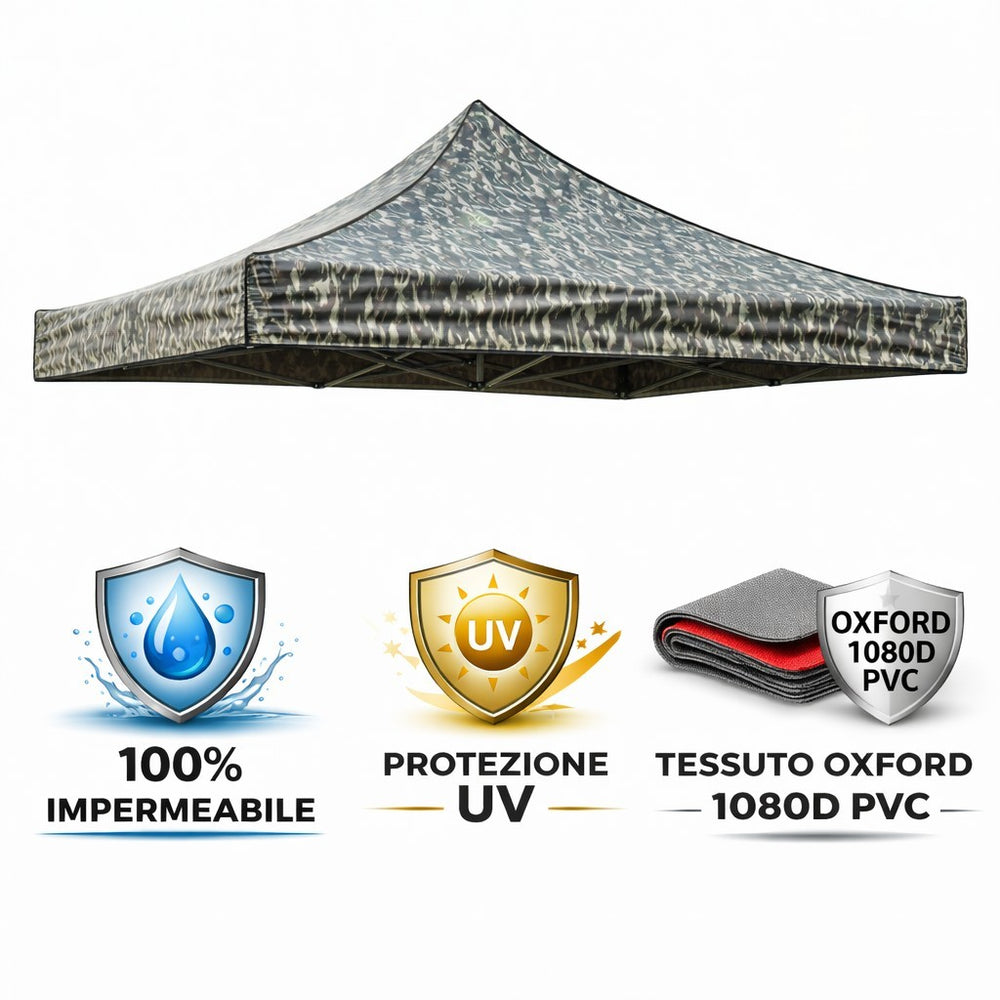 Telo tetto Mimetico militare 3X3 impermeabile per ricambio gazebo richiudibile MARKET