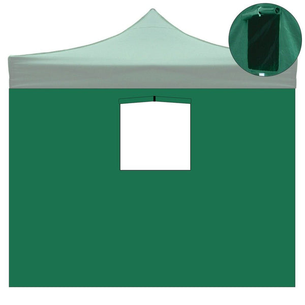 Telo laterale 3x2mt verde impermeabile con finestra per gazebo richiudibile MARKET