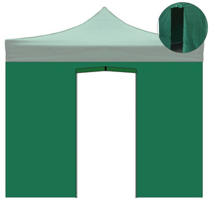 Telo laterale 3x2m verde impermeabile con porta avvolgibile per gazebo richiudibile MARKET