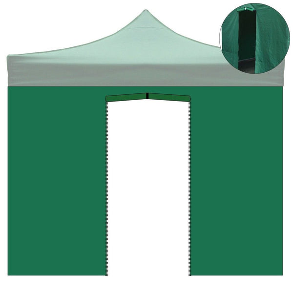 Telo laterale 3x2m verde impermeabile con porta avvolgibile per gazebo richiudibile MARKET