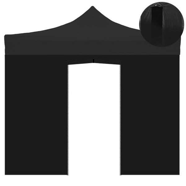 Telo laterale 3x2mt nero impermeabile con porta avvolgibile per gazebo richiudibile MARKET