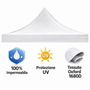 Telo laterale 3x2mt bianco impermeabile ricambio per gazebo richiudibile MARKET-PRO