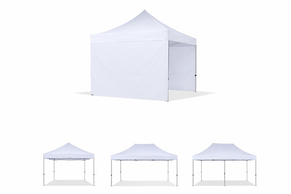 Telo laterale 3x2m bianco impermeabile con porta avvolgibile per gazebo richiudibile MARKET-PRO