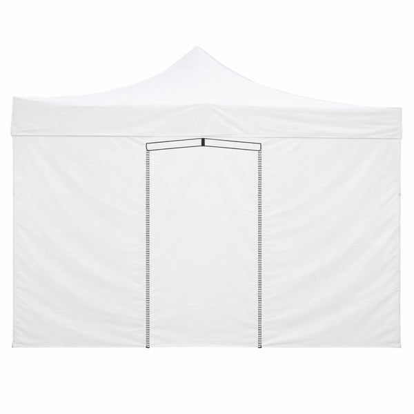 Telo laterale 6x2mt bianco impermeabile con porta avvolgibile per gazebo richiudibile MARKET