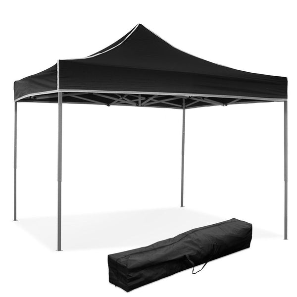 Gazebo richiudibile pieghevole MARKET 3 X 3 Nero ricoperto in PVC impermeabile