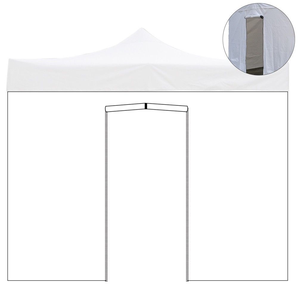 divina garden telo laterale 2x2m bianco impermeabile con porta avvolgibile per gazebo richiudibile ean 8056157804666