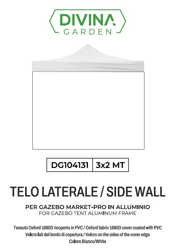 nessuno telo laterale 3x2mt bianco impermeabile ricambio per gazebo richiudibile market pro ean 8056157808862